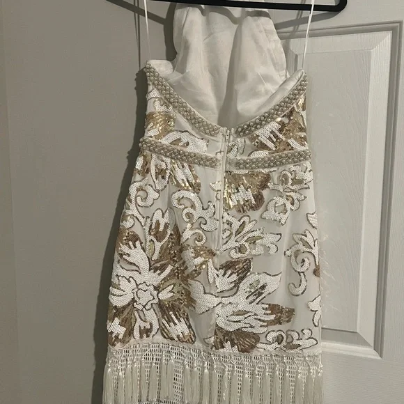 Like Gold Dust White Sequin Fringe Dress 12th Tribe - Picture 5 of 8
